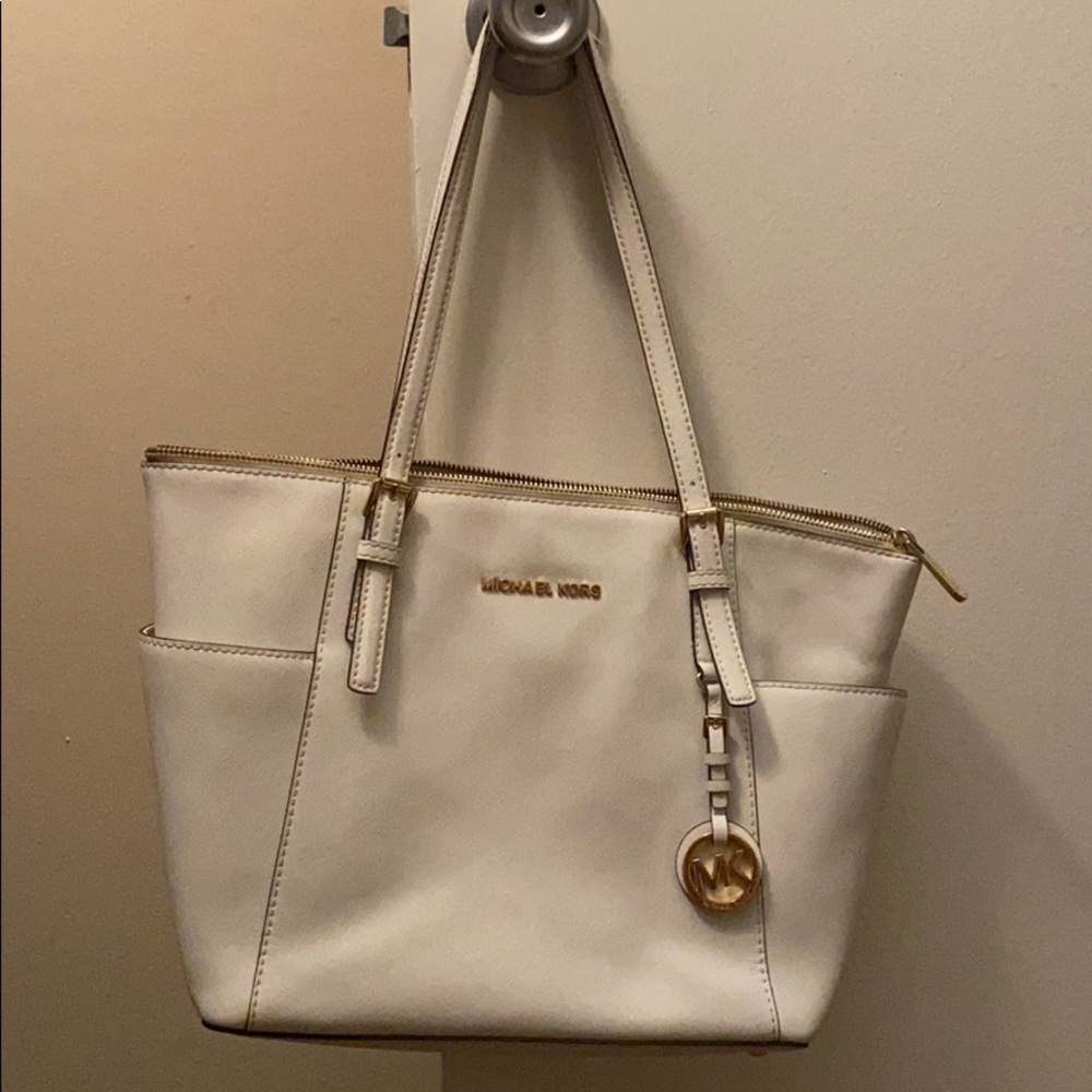 Michael Kors White leather tote